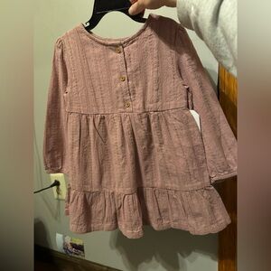 Pink Long-Sleeve Kids Dress